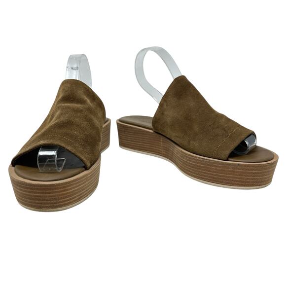 Vince Slide Sandals Platform‎ Wedge Suede Leather Brown Size US 6.5 - Picture 4 of 14